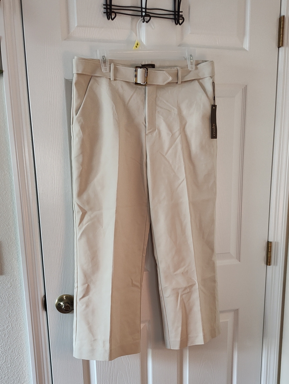 crosby. Khaki Wide Leg Crop with Belt